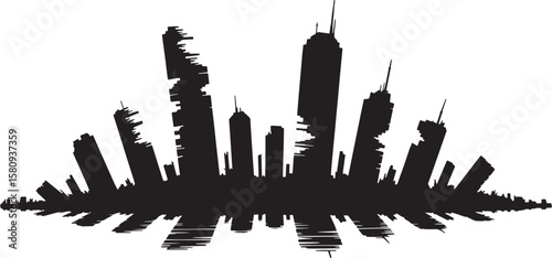 Generic City Skyline Silhouette: Urban Architecture & Modern Buildings
