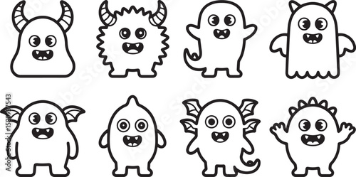 Adorable Cartoon Monsters: Cute & Friendly Fantasy Creatures Set