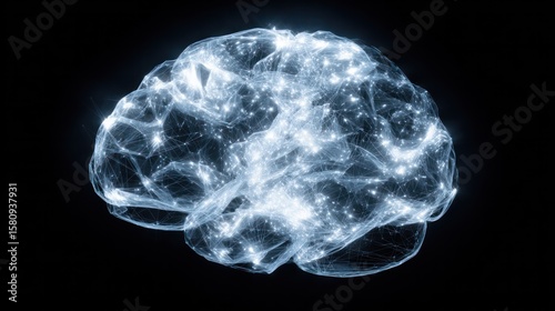 Invisible hand placing final puzzle into glowing mind, symbol of clarity and cognition
