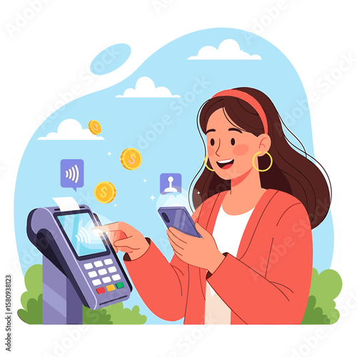 Woman Making a Mobile Payment with a Point-of-Sale Terminal