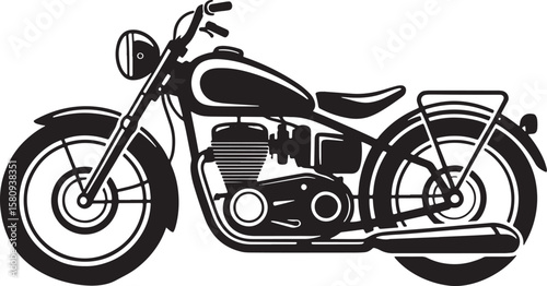 Classic Motorcycle Silhouette, Vintage Bike for Road Trip Adventures