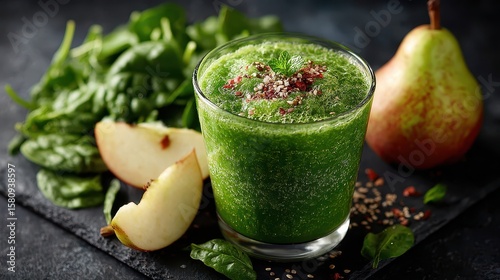 Detox Green Smoothie with Pear and