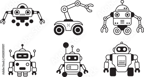 Futuristic Robots and Advanced Robotics Technology Silhouettes