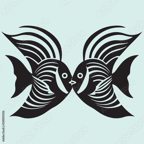 French Angelfish Couple Vector