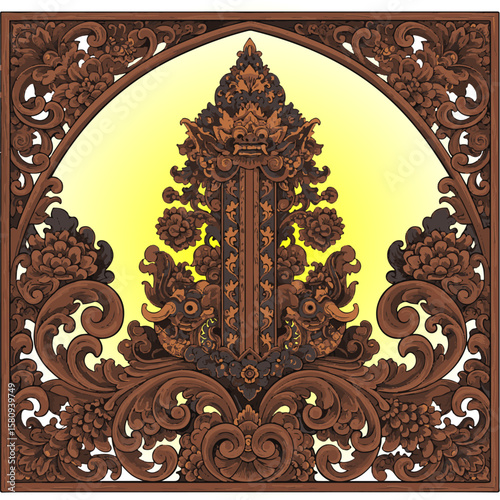 wood carving vector