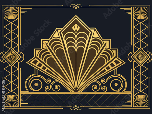 Elegant vintage gold floral ornate frame design for a luxurious invitation card