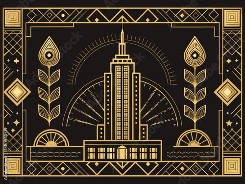 A seamless vector pattern with vintage travel illustrations of old Paris architecture and Indian mosque symbols creates an ornate, geometric border design