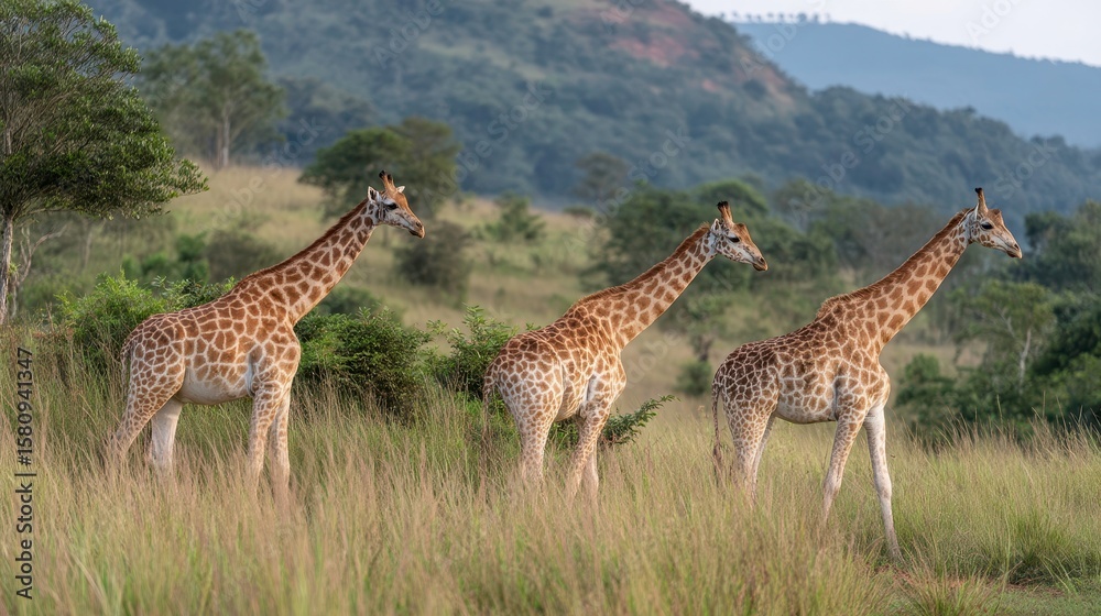 Obraz premium Giraffe Family Safari: Wildlife Adventure - nature travel