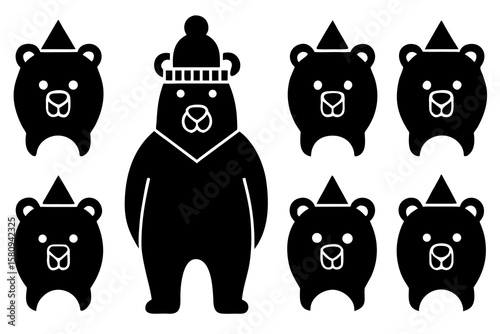 10 Unique Hat Designs on a Bear – Vector Illustrations