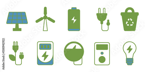 Green Energy Icons Sustainable Power Solutions for a Better Future
