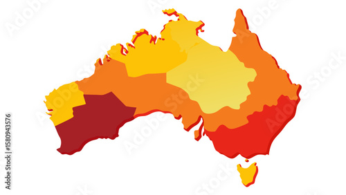 Australia Map with States in Warm Colors A Vector Illustration