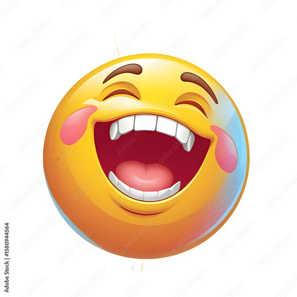 Fototapeta premium Laughing Emoji PNG - Wide Open Mouth & Joyful Expression Icon