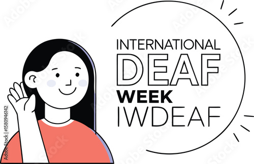 International deaf week celebration featuring a young girl with a hearing aid symbol representing inclusivity and awareness