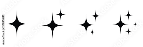 sparkle star icon set. containing star burst symbol. vector illustration