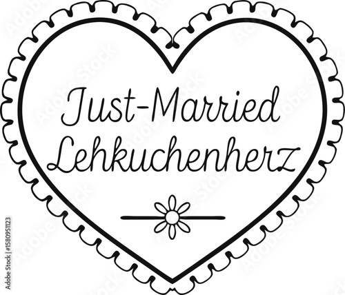 Sweet celebration heart design for newlyweds featuring traditional german gingerbread style decoration and text