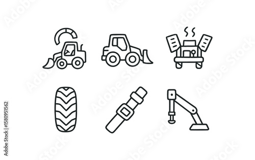 hand drawn cute doodle style isolated loader load scale loader leveling blade loader engine compartment loader tire tread loader seat belt loader stabilizer outriggers