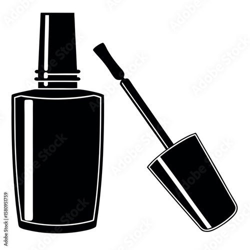 Nail polish bottle and brush silhouette