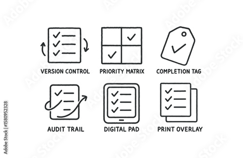 hand drawn cute doodle style isolated checklist version control checklist priority matri checklist completion tag checklist audit trail checklist digital pad checklist print overlay