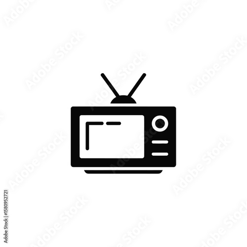 Retro television icon with antenna and control knobs