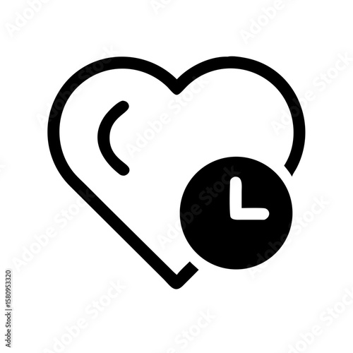 Heart Time Icon Representing Love, Duration, and the Importance of Time in Relationships, Emphasizing Connection and Consideration