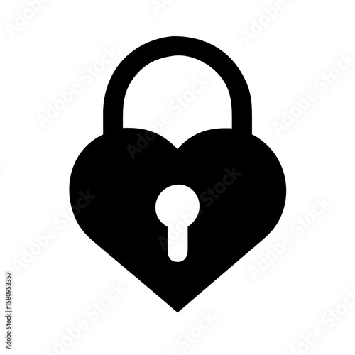 Heart Shaped Padlock Icon for Secure Love and Protection, Symbolizing Privacy, Safety, and Strong Relationships; Ideal for Security or Love-Related Designs