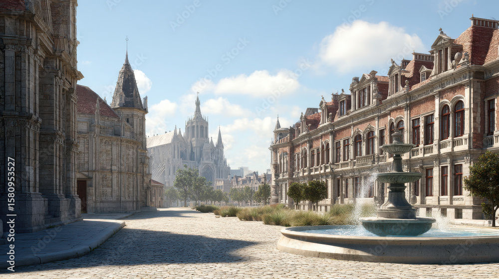 Fototapeta premium stunning architectural landscape showcasing iconic buildings of european capitals without people essence of