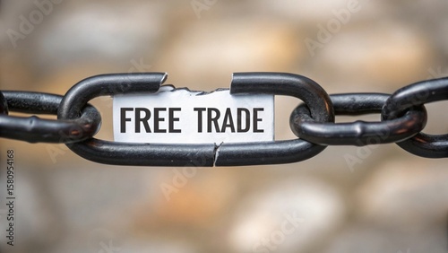 A metal chain with a broken link revealing the words 