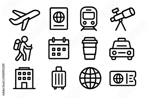 Travel and transport icon collection: flat design for modern journey adventures