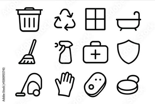 Minimalist home essentials icons: clean and simple symbols for modern living
