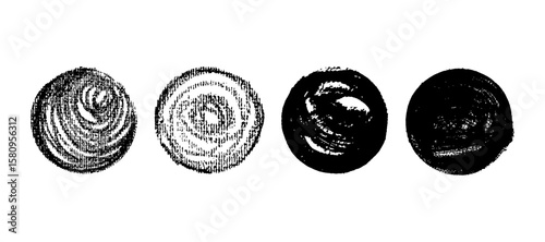 Grungy paintbrush doodle set resembling pastel and charcoal scribbles. Vector elements for school, kindergarten, or chalkboard art. Ideal for children, kids, calligraphy or speech bubble post designs