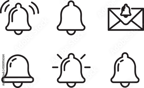 Various Notification Icons Representing Alerts and Messages Bell Symbols Communication Tools and Digital Reminders Interface Elements