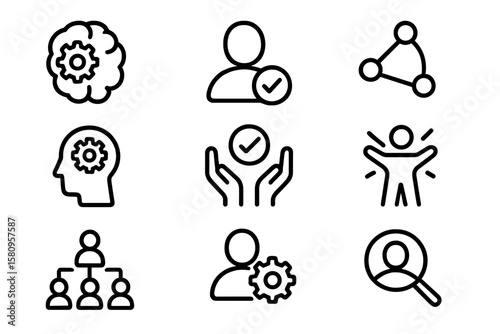 Minimalist icons for business and teamwork concepts