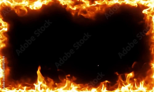 Animated fire frame with a black background showing flames flickering around the border edge of the screen