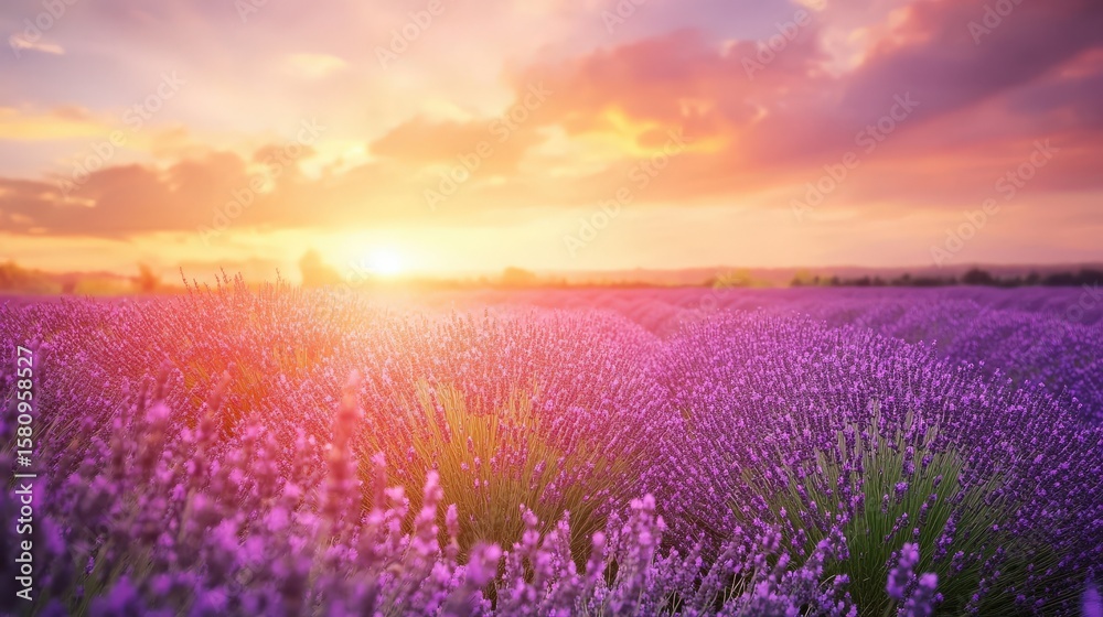 Obraz premium Lavender field at sunset.