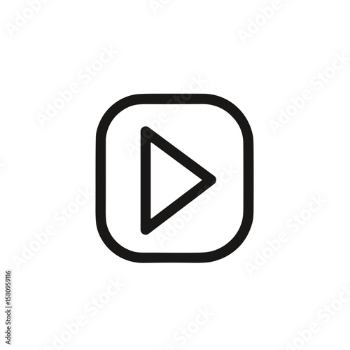 Minimalistic black and white play icon in geometric style  