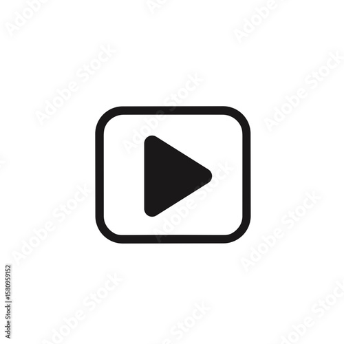 Minimalistic black and white play icon in clean vector style  