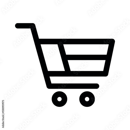 Clean and modern vector illustration of a shopping cart icon representing e-commerce, online store checkout, digital retail, shopping process, and market basket functionality and retail marketing.