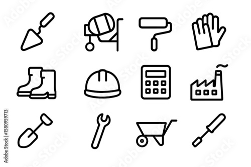 Construction tool icons on grunge background