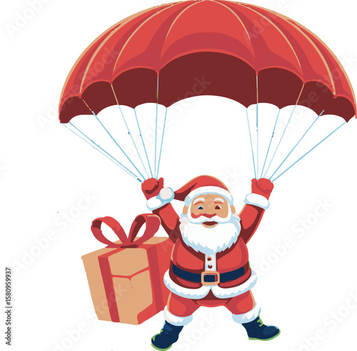 santa claus with gift box