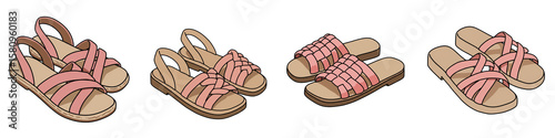 Different styles of pink summer sandals for casual wear  