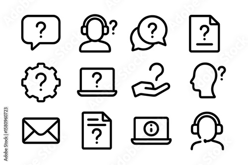 Linear help and support icons with dark background