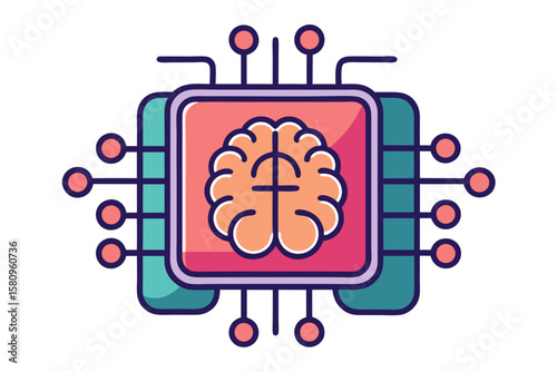 Artificial Intelligence Brain Chip Illustration Representing Technology and Cognitive Function