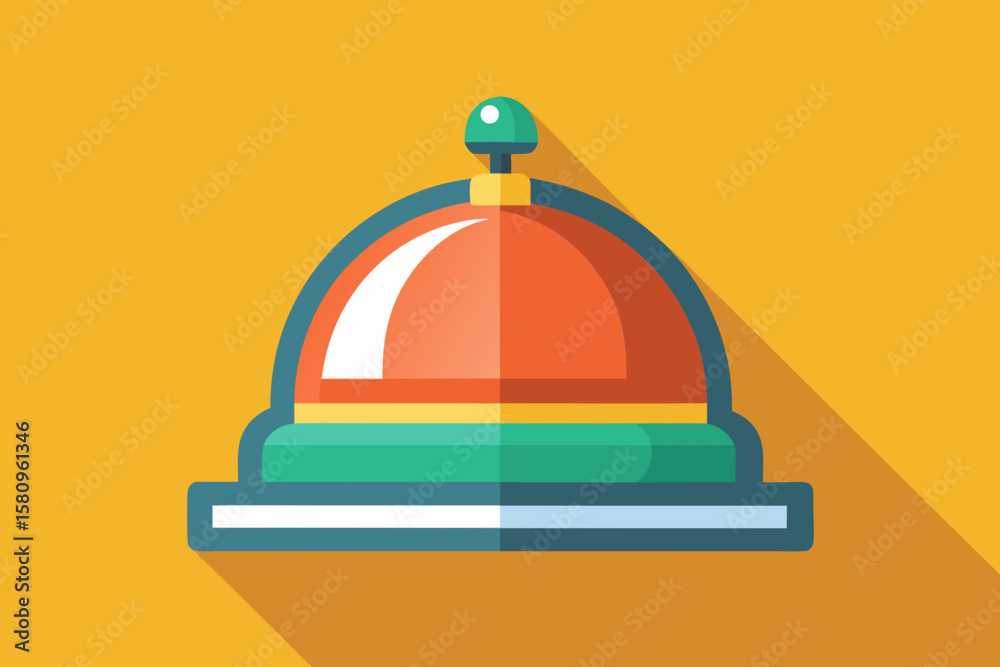 Stylized Illustration of a Hotel Service Bell on a Yellow Background Stylized Illustration of a Hotel Service Bell on a Yellow Background