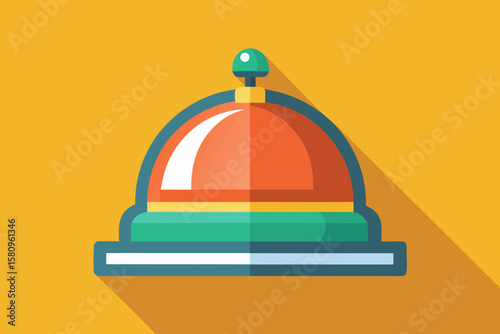 Stylized Illustration of a Hotel Service Bell on a Yellow Background
