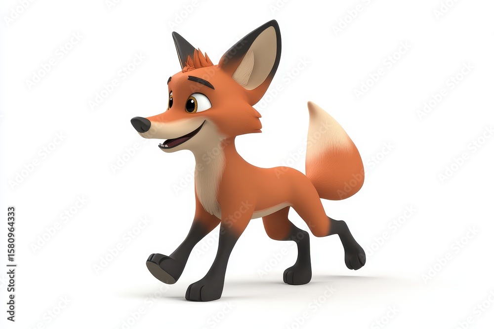 Fototapeta premium Maned wolf trotting 3d cartoon character on white background