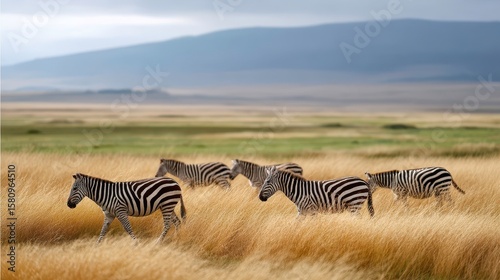 Zebras in Savannah: Wildlife, Nature, Safari