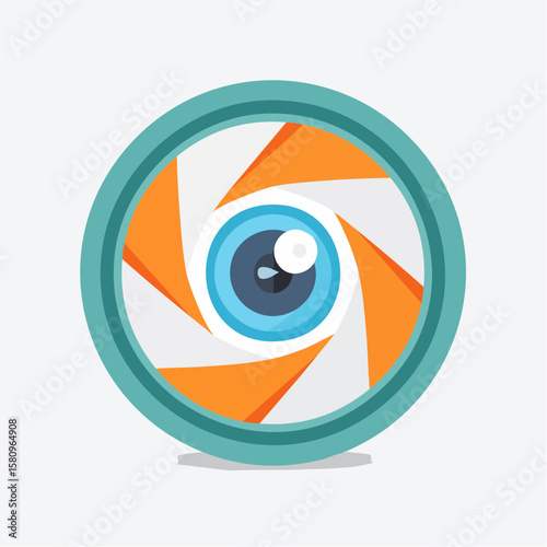 logo showing a camera lens with a stylized human Eye aperture
