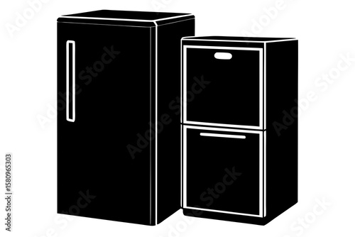 retro refrigerator isolated on white