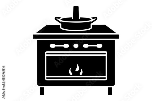 Modern Stove Design Elements Isolated on White – Kitchen Appliance Graphics