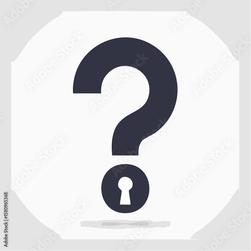 Large question mark symbol with keyhole on clean white background